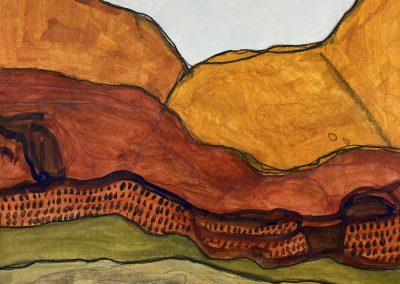 Riverina artist Sue Wood paints Australian landscapes. Acrylic on paper.