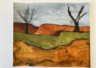 Riverina artist Sue Wood paints Australian landscapes. Acrylic on paper.